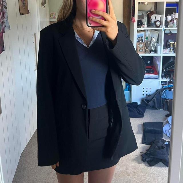 Pull&Bear Women's Blazer Jacket - Black - M on Productcaster.