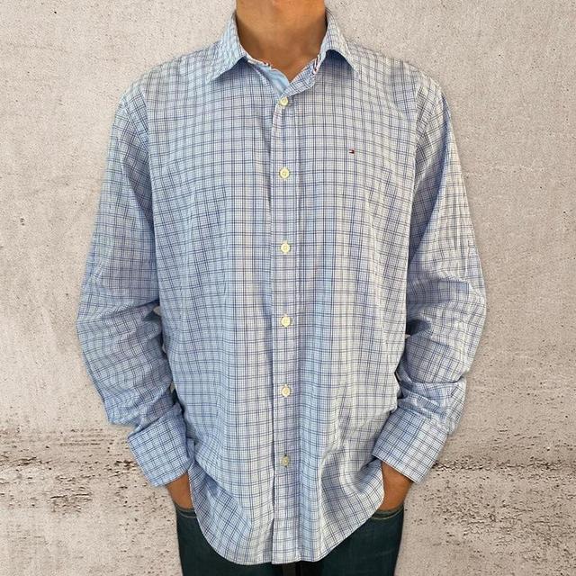 Tommy Hilfiger Men's Shirt - Blue/White - L on Productcaster.