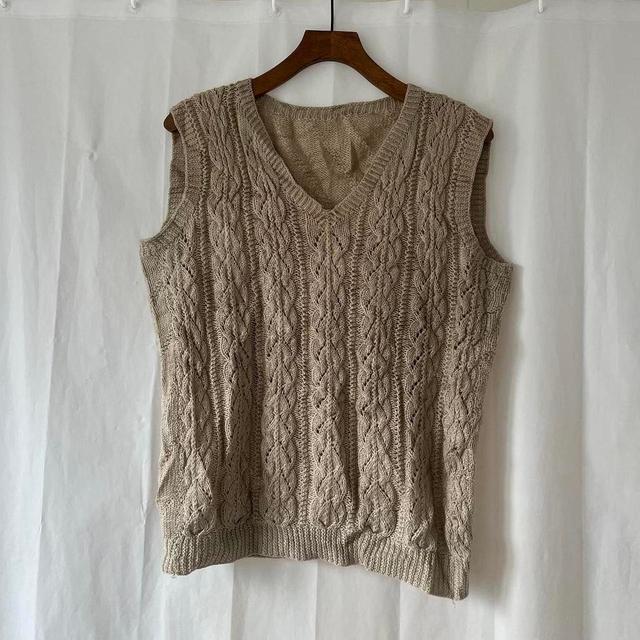 Vintage Women's Jumper - Tan/Cream - S on Productcaster.