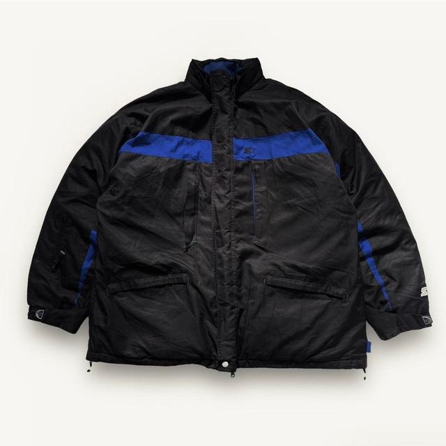 Starter Men's Puffer Jacket - Black/Blue - XXL on Productcaster.