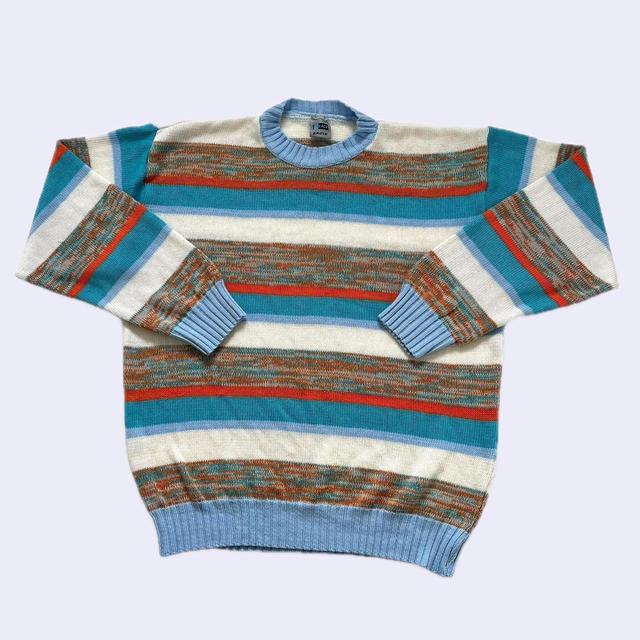 Vintage Men's Jumper - Blue/Orange - L on Productcaster.