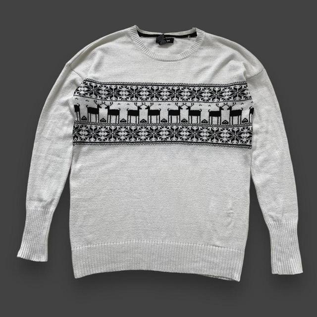 Vintage Men's Jumper - White/Black - M on Productcaster.