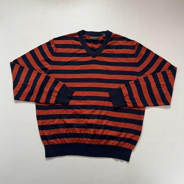 Vintage Men's Jumper - Orange/Navy - XL on Productcaster.