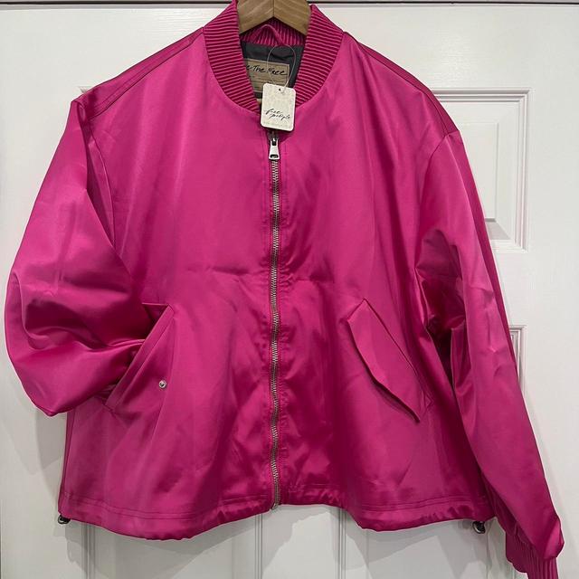 Free People Women's Bomber Jacket - Pink - M on Productcaster.