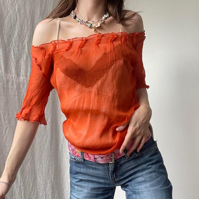 Vintage Women's Blouse - Orange - 4 on Productcaster.