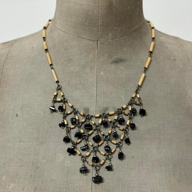 Vintage Women's Necklace - Navy on Productcaster.