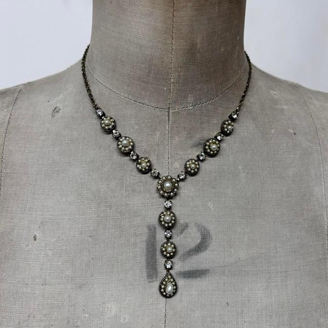 Vintage Women's Necklace - White/Brown on Productcaster.