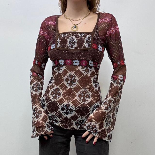 Vintage Women's Shirt - Brown/Burgundy - 8 on Productcaster.