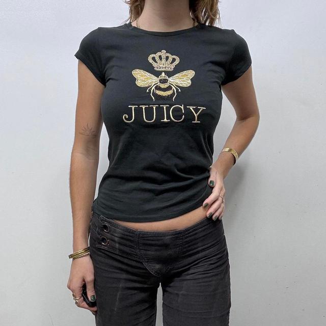 Juicy Couture Women's T-shirt - Black/Gold - 6 on Productcaster.