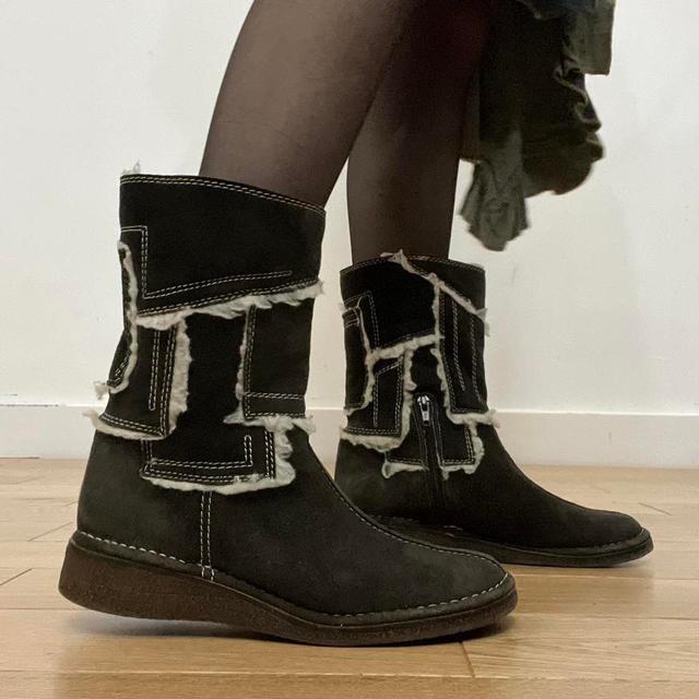 Vintage Women's Biker Boots - Brown/Grey - UK 4 on Productcaster.