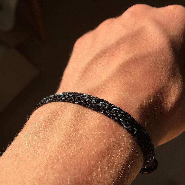 Handmade Women's Bracelet - Black/Blue on Productcaster.