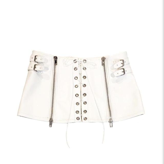 Tunnel Vision Women's Faux leather Skirt - White - S on Productcaster.