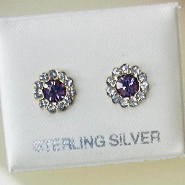 Women's Earrings - Silver/Purple on Productcaster.