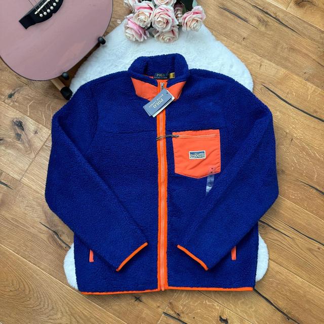 Polo Ralph Lauren Men's Bomber Jacket - Blue/Orange - M on Productcaster.