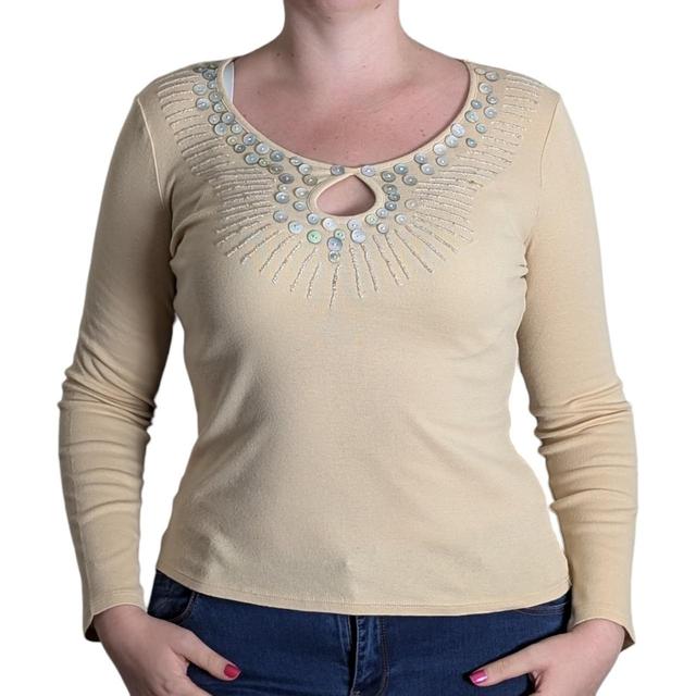 Marks & Spencer Women's Top - Cream/Tan - 12 on Productcaster.