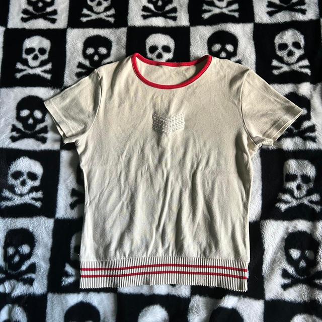 American Vintage Women's T-shirt - Cream/Red - 12 on Productcaster.