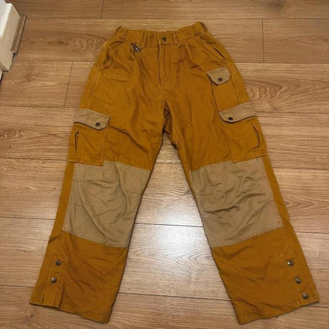 Men's Cargo Trousers - Yellow/Brown - S on Productcaster.