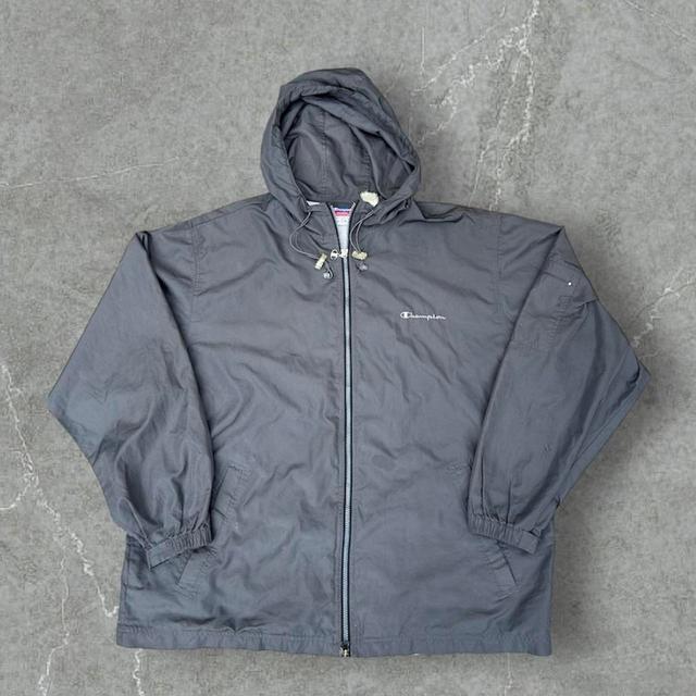 Champion Men's Windbreaker Jacket - Grey/White - XL on Productcaster.