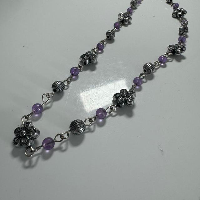 Women's Necklace - Silver/Purple on Productcaster.