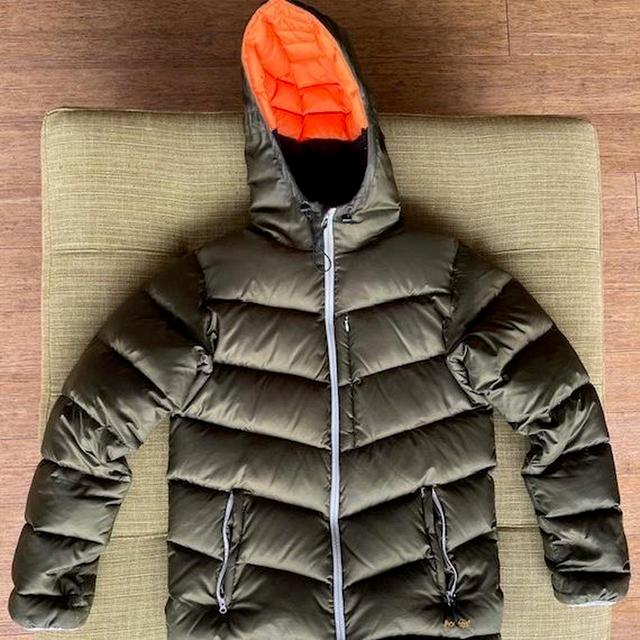 Men's Puffer Jacket - Green/Orange - M on Productcaster.