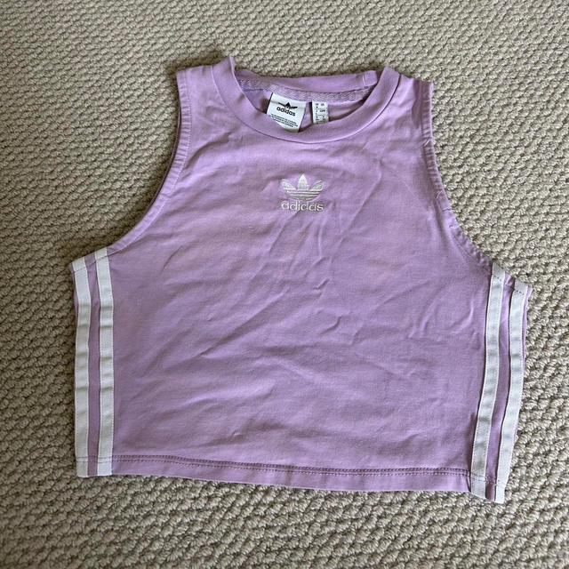 Adidas Women's Crop top - Purple/White - 8 on Productcaster.