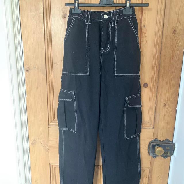 AliExpress Women's High waisted Cargo Jeans - Black - UK 8 on Productcaster.