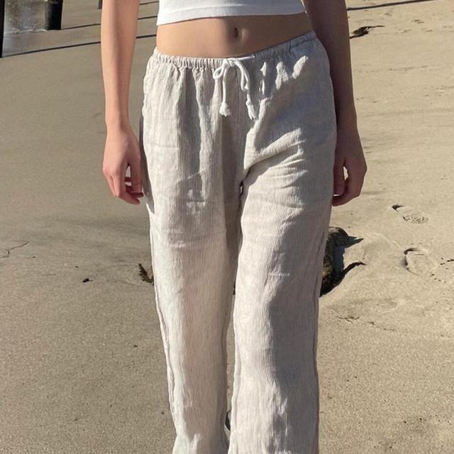 Brandy Melville Women's Low rise Trousers - Cream/White - One size on Productcaster.