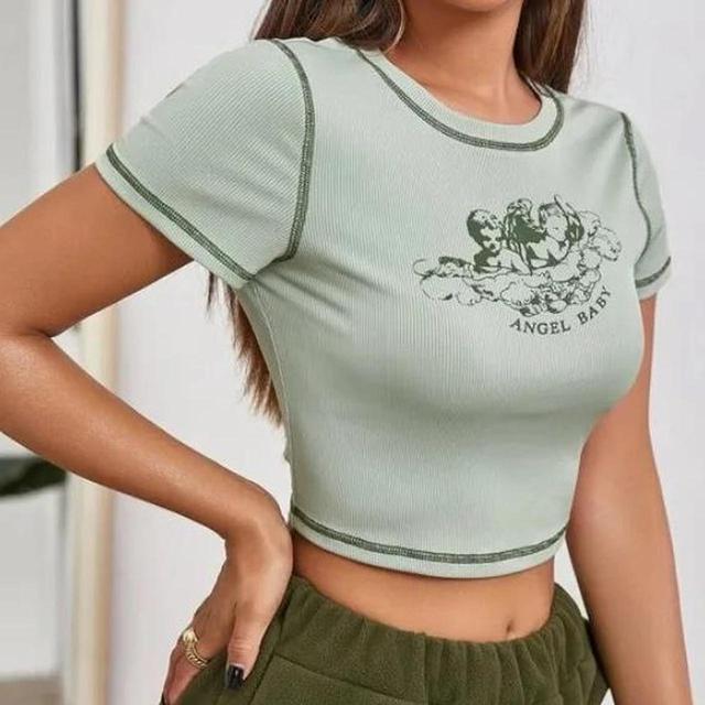 Custom Women's Crop top - Khaki/Green - M on Productcaster.