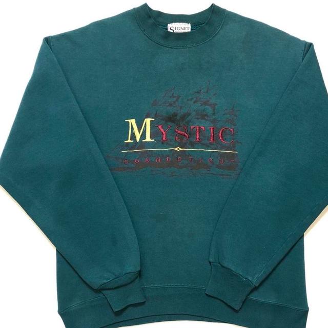 Vintage Men's Sweatshirt - Green - S on Productcaster.