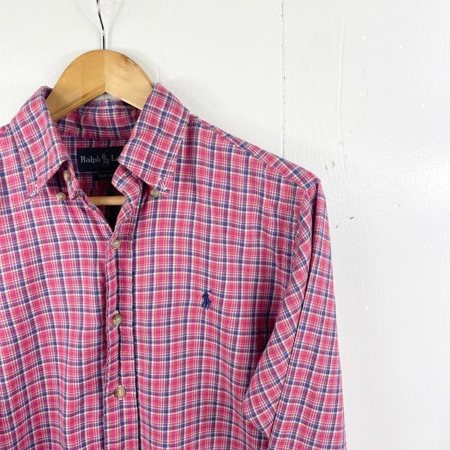 Ralph Lauren Men's Shirt - Pink/Navy - S on Productcaster.