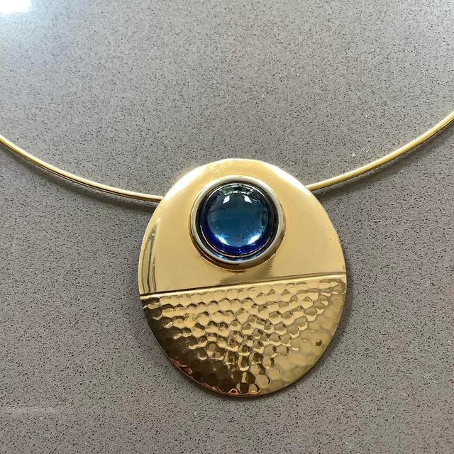 Vintage Women's Necklace - Gold/Blue on Productcaster.