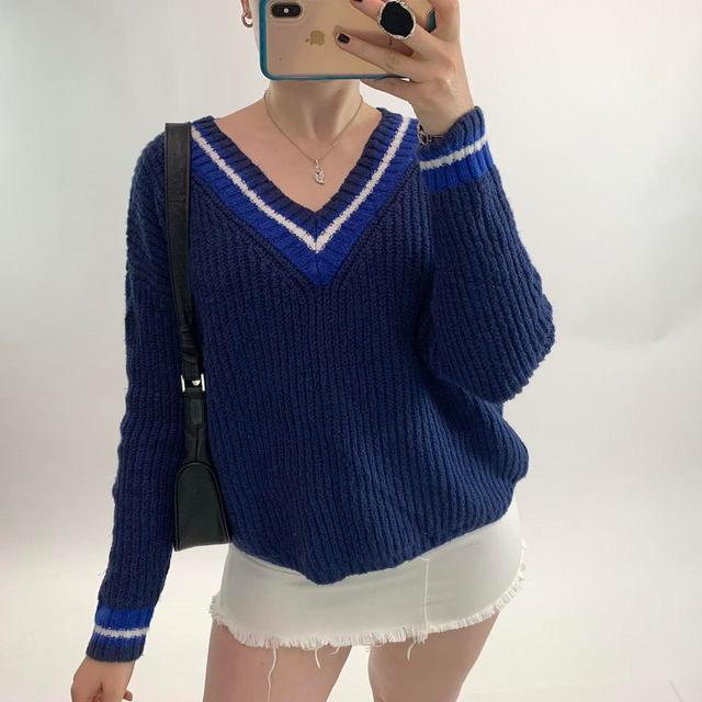 Tommy Hilfiger Women's Jumper - Blue/White - L on Productcaster.