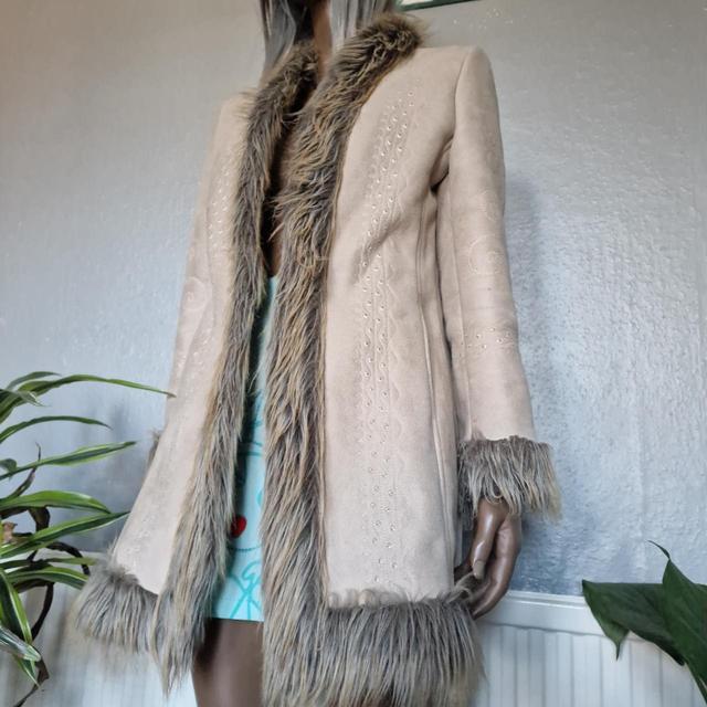 Vintage Women's Duster Jacket - Cream/Tan - UK 10 on Productcaster.