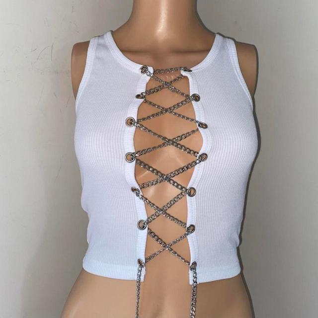 Women's Crop top - Silver/White - S on Productcaster.