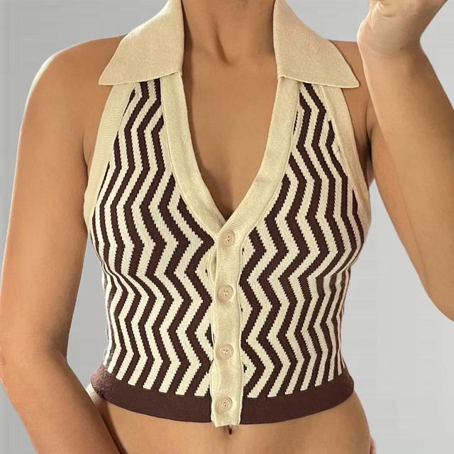 Women's Crop top - Brown/White - S on Productcaster.