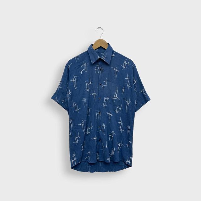 Versace Men's Shirt - Blue/White - L on Productcaster.