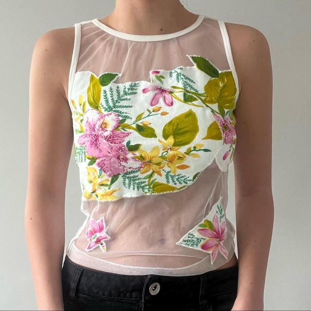 Vintage Women's Crop top - White - S on Productcaster.