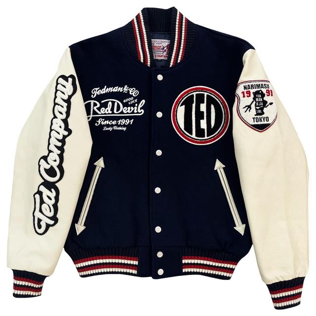 Vintage Men's Varsity Jacket - Multi/Navy - M on Productcaster.