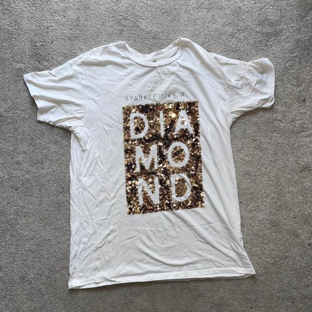 River Island Women's T-shirt - White/Gold - 10 on Productcaster.