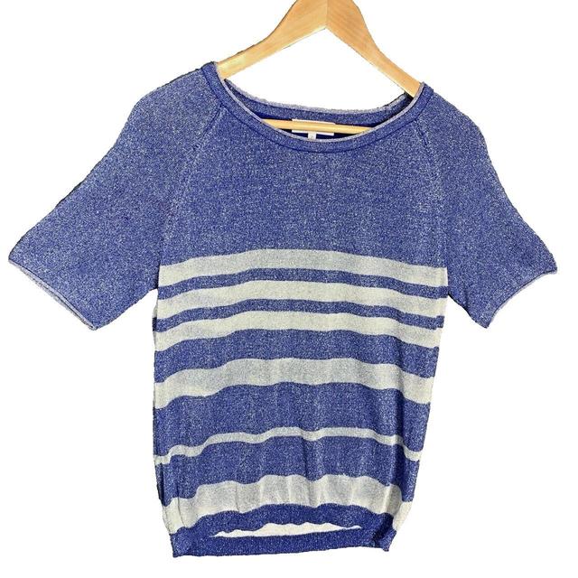 Preloved Women's Jumper - Blue/White - M on Productcaster.