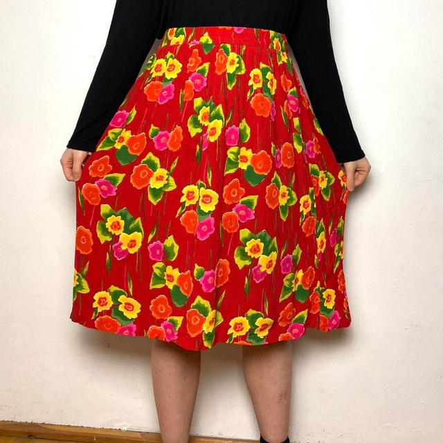 Vintage Women's Rayon Skirt - Red - One size on Productcaster.