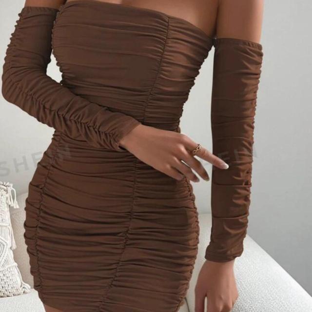 SHEIN Women's Bodycon Dress - Brown - 8 on Productcaster.