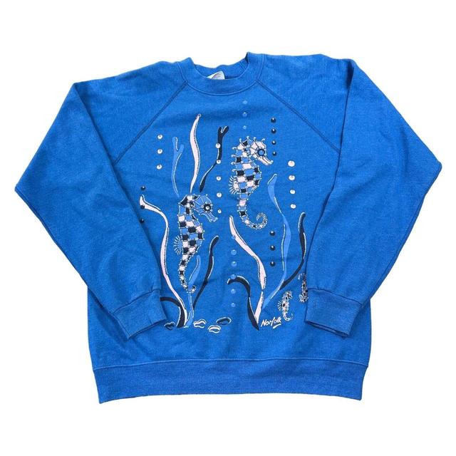 Vintage Men's Sweatshirt - Blue - L on Productcaster.