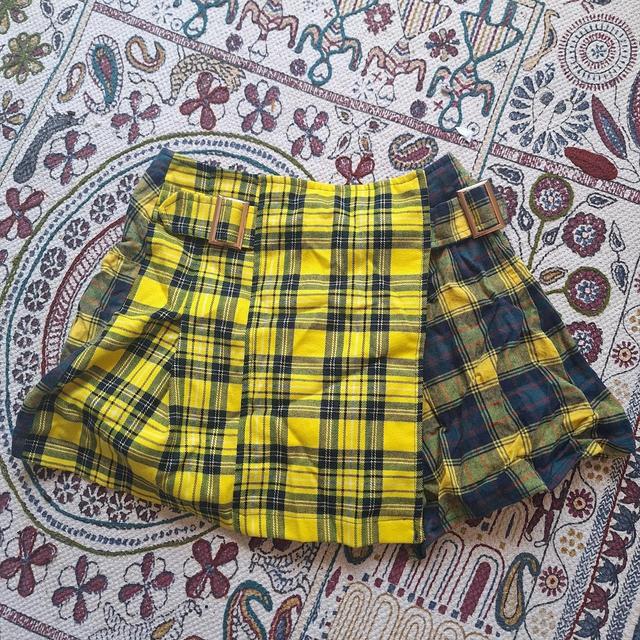 Topshop Women's Mini Skirt - Yellow/Navy - UK 4 on Productcaster.