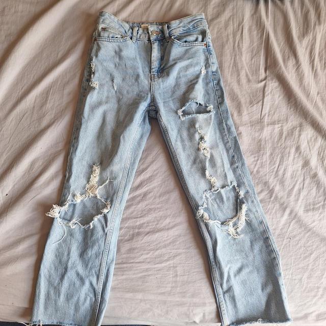 Topshop Women's High waisted Distressed Jeans - Blue - UK 6 on Productcaster.