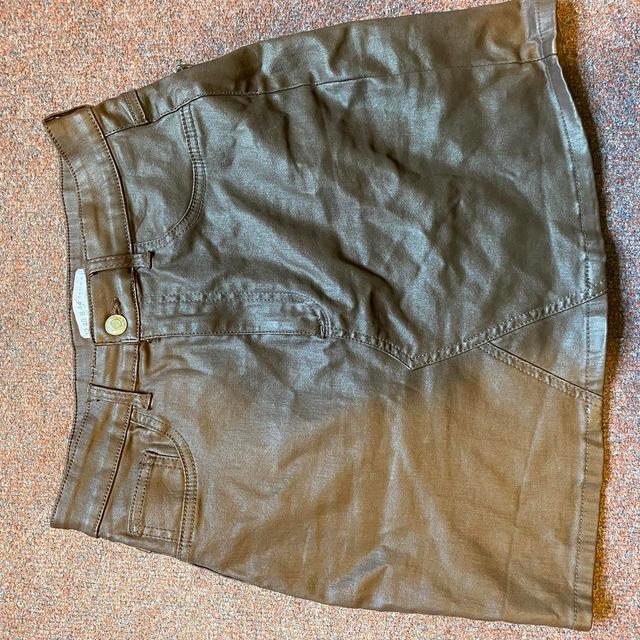 Primark Women's Faux leather Skirt - Brown - UK 12 on Productcaster.