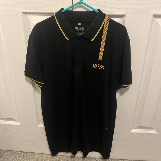 Hugo Boss Men's Polo shirt - Black/Yellow - M on Productcaster.