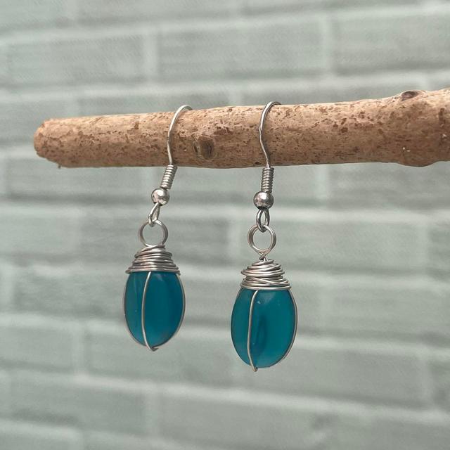 Women's Earrings - Silver/Blue on Productcaster.