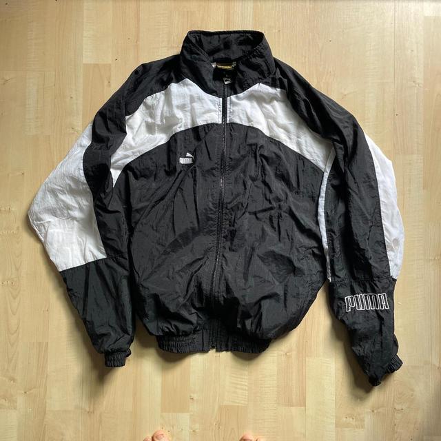 Puma Men's Windbreaker Jacket - Black/White - L on Productcaster.