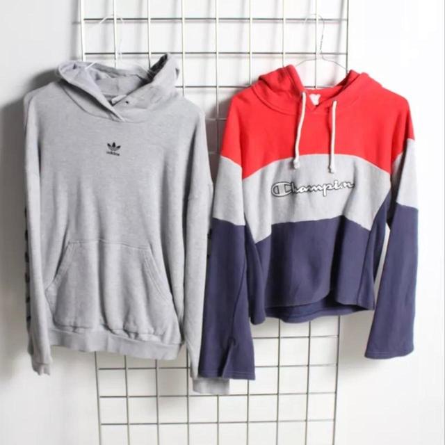 Adidas Originals Women's Hoodie - Grey/Red - XS on Productcaster.